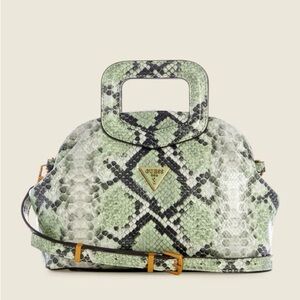 New GUESS Errin Snakeskin Small Frame Satchel